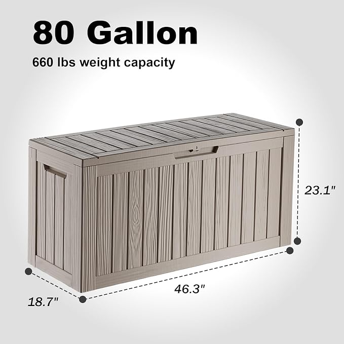 DRATO 80 Gallon Large Deck Box, Outdoor Storage Box - Image 2