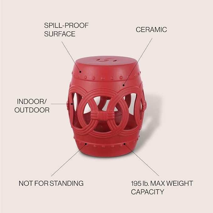 JONATHAN Y TBL1022C Lucky Coins 16" Chinese Ceramic Drum Indoor/Outdoor Garden - Image 4