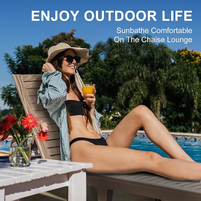 ROJIK Outdoor Chaise Lounge Chair Set of 2, - Image 7