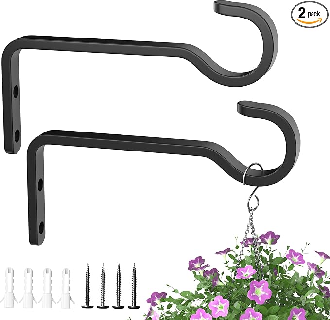 5.7 Inch 2 Pack Heavy Duty Outdoor Plant Hangers, Iron Hanging Plant Brackets by saffruff