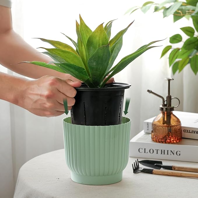T4U 6 Inch Self Watering Pots for Indoor Plants, 6 Pack Plant Pots, Self - Image 2