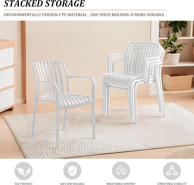 Patio Dining Chairs Set of 4, All-Weather Outdoor and Indoor Stackable Chairs - Image 3