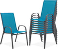 Outdoor Stackable Chairs Set of 8, Stacking Patio Chairs by Villeston