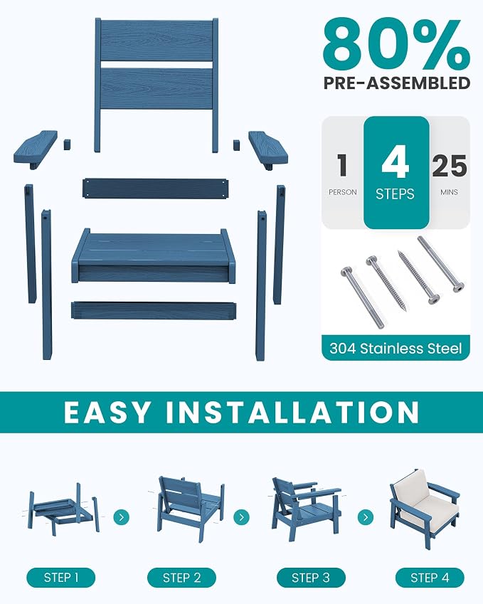 SERWALL HDPE Outdoor Couch Set of 2 - Image 7
