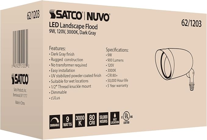 Nuvo Lighting 62/1203 LED Landscape Flood Fixture, Dark Gray, 3000 Kelvin Temp - Image 5