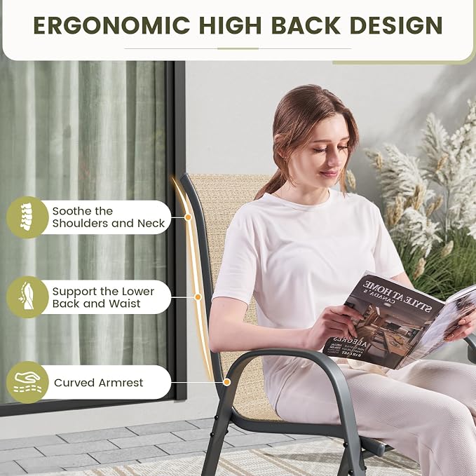 UDPATIO Patio Chairs Set of 8, Stackable Outdoor Dining Chairs - Image 7