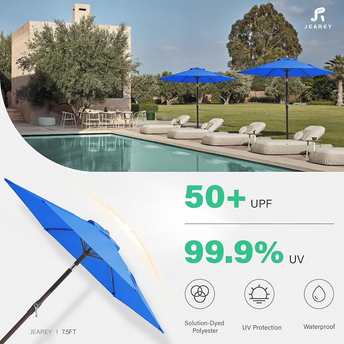 JEAREY 7.5FT Patio Umbrella Outdoor Market Umbrella - Image 7