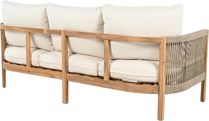 Christopher Knight Home Havets 77"W Outdoor 3 Seater Sofa, Acacia Wood Bench - Image 8
