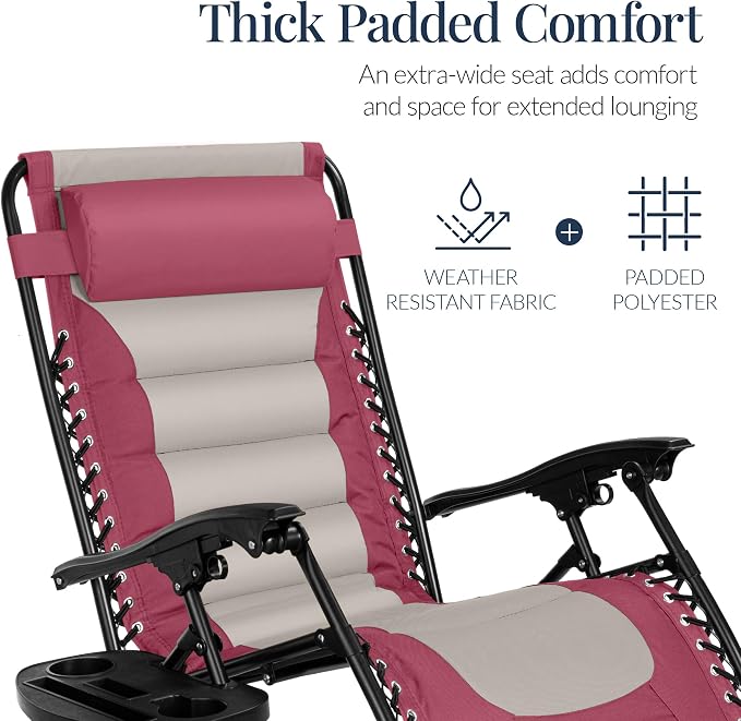 Best Choice Products Oversized Padded Zero Gravity Chair, Folding Outdoor Patio - Image 5