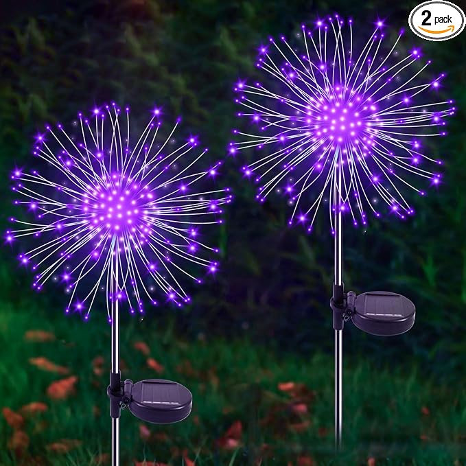 Solar Garden Lights Outdoor, 2 Pack 120 LED Twinkling Firework Lights Decorative by Yaafen