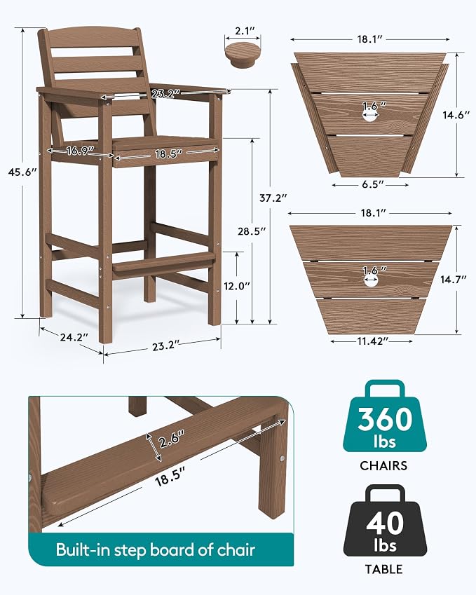 SERWALL Tall Adirondack Chairs Set of 2 - Image 3