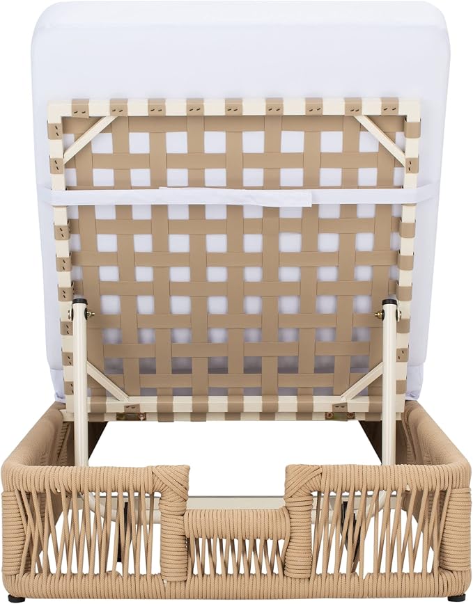 SAFAVIEH Outdoor Collection Gillian Tan Rope/White Cushion Chaise Lounge Chair - Image 12