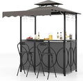 Tangkula 3 Piece Patio Bar Set, Grill Gazebo & 2 Foldable Bar Stools by TANGKULA