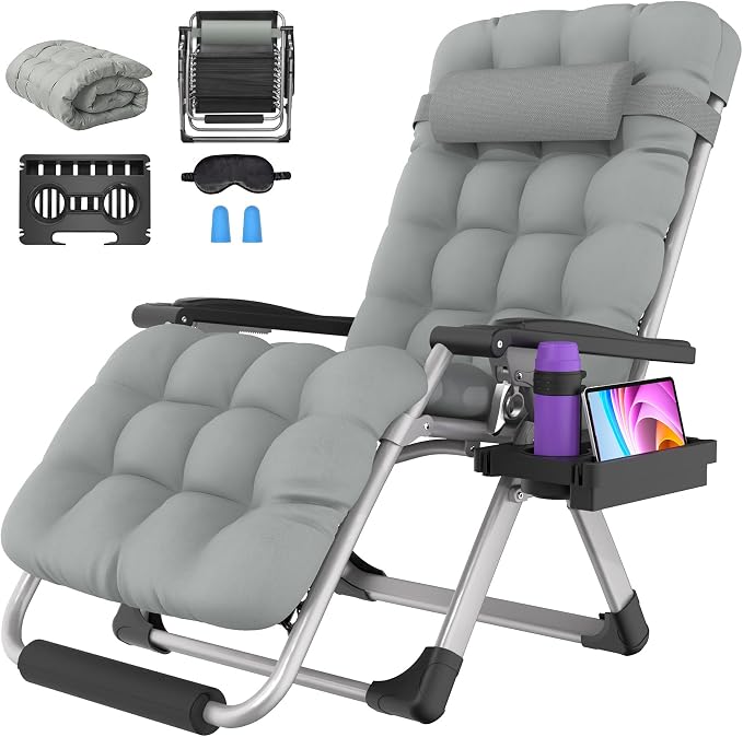 Suteck Oversized Zero Gravity Chair, 29In XL Outdoor Recliner Chair w/Removable by Suteck