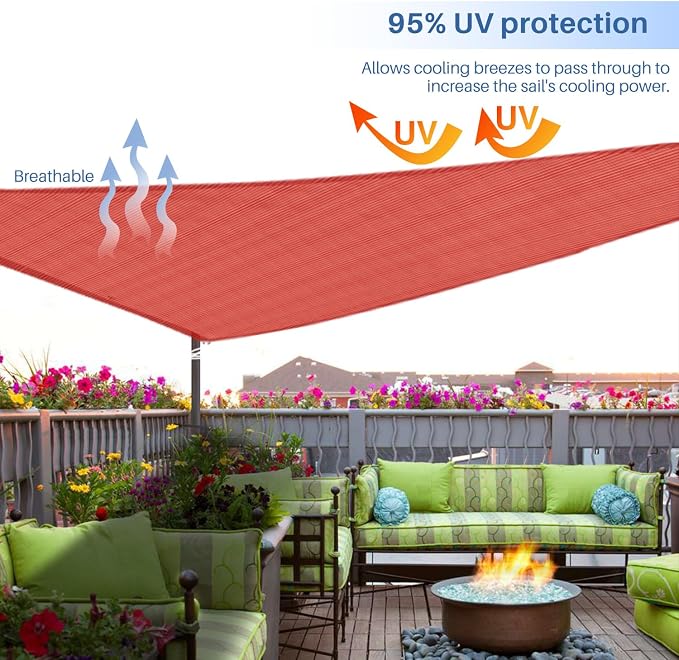 E&K Sunrise 7' x 7' x 7' Sun Shade Sail Triangle Canopy Shade Cover UV Block - Image 5