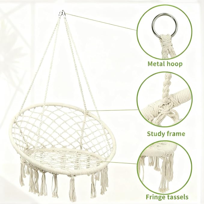 Goutime Hammock Chair, Macrame Hanging Swing Chairs - Image 2