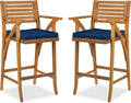 Best Choice Products Set of 2 Outdoor Acacia Wood Bar Stools Bar Chairs by BestChoiceProducts