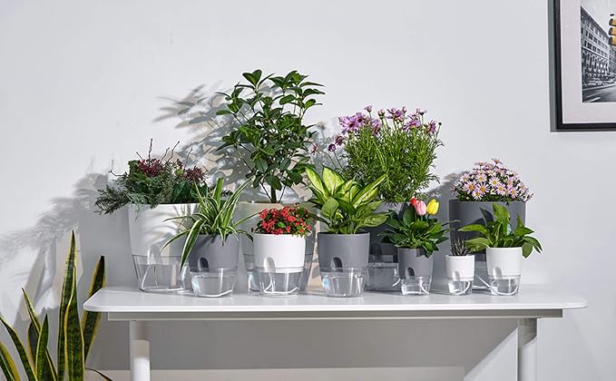 Self Watering Planter for Indoor Plants, 2 Pack 9.3 Inch Flower Pot Modern - Image 5