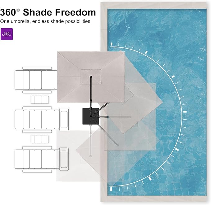 PURPLE LEAF Patio Umbrella 10' X 13' Rectangle Cantilever Umbrella - Image 5