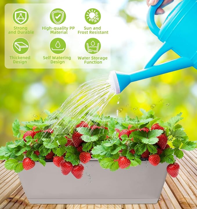 Window Box Planter, 7 Pack Plastic Vegetable Flower Planters Boxes 17 Inches - Image 4