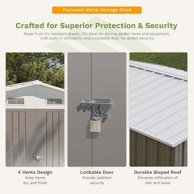 Patiowell 10 x 12 FT Metal Storage Shed - Image 4