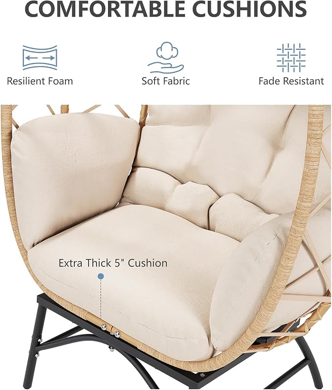 SWITTE Wicker Egg Chair Outdoor, Oversized Patio Lounge Chairs - Image 8