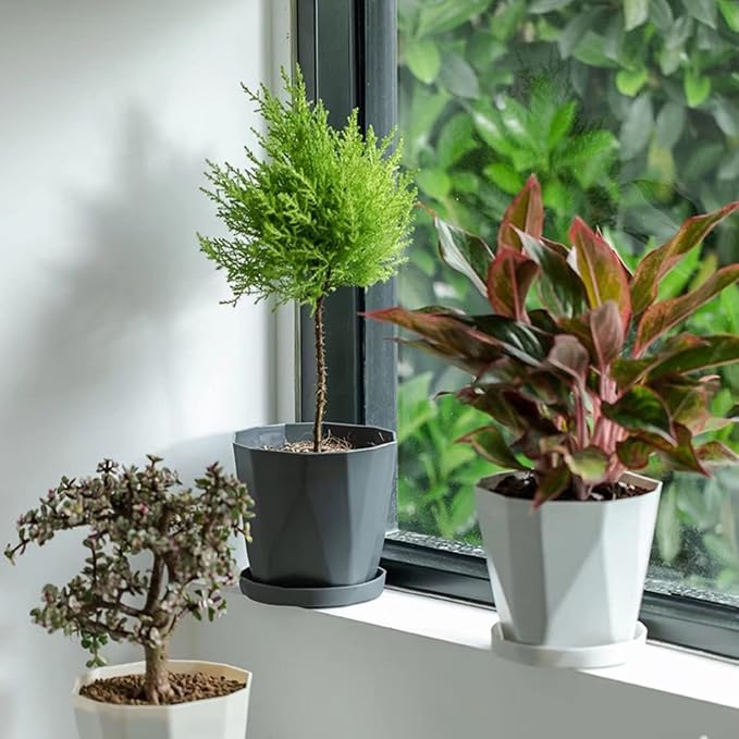 InmeRun Plant Pots Indoor Plastic Flower Pots Outdoor 7 inch Set of 6 Pack - Image 3