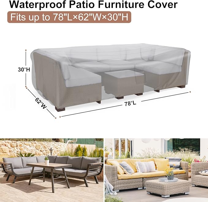 Patio Furniture Covers, Heavy Duty 600D Outdoor Furniture Cover Waterproof - Image 2