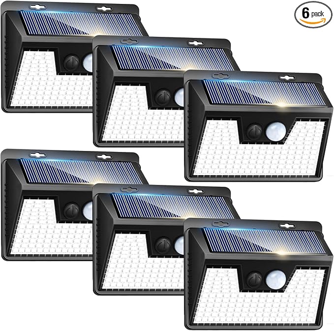 Peasur Solar Lights Outdoor Motion Sensor, 6 Pack 140 LED Solar Powered Fence by Peasur