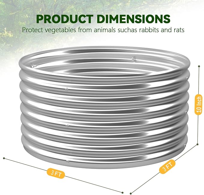 4 Pack 3x3FT Round Raised Beds for Gardening, Corrugated Galvanized Steel - Image 2