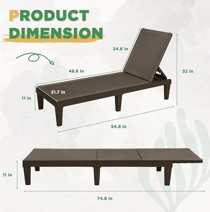 Greesum Outdoor Chaise Lounge Chairs Set of 2 - Image 3