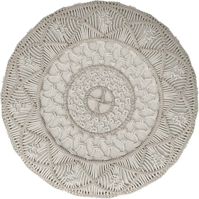 SIMPLIHOME Coates Contemporary Round Macrame Pouf in Cloud Grey Cotton - Image 6