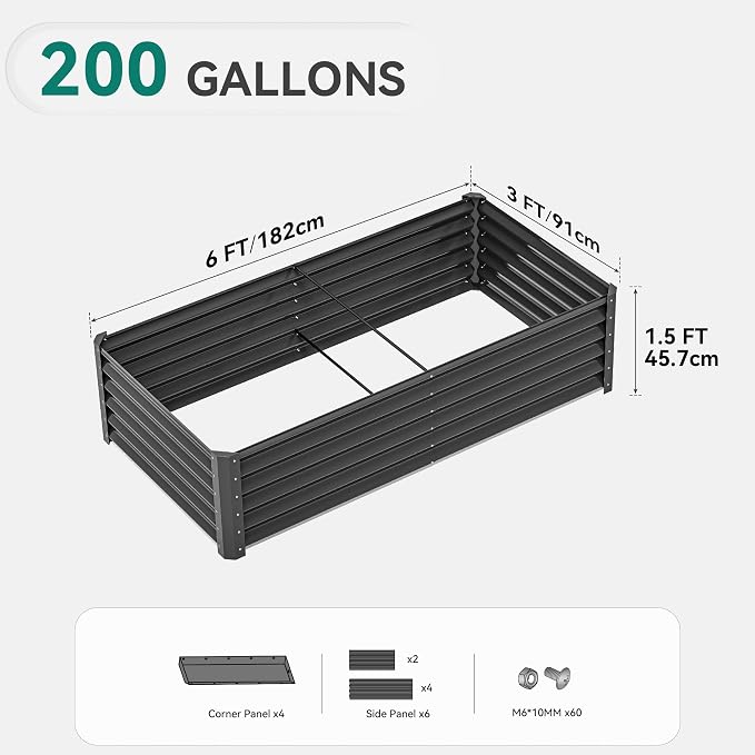 YITAHOME 6x3x1.5 ft Galvanized Raised Garden Bed Kit, Large Metal Planter Box - Image 8