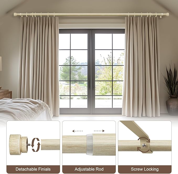 Antique White Curtain Rods for Windows 28 to 48 Inches Heavy Duty Adjustable 1" - Image 4