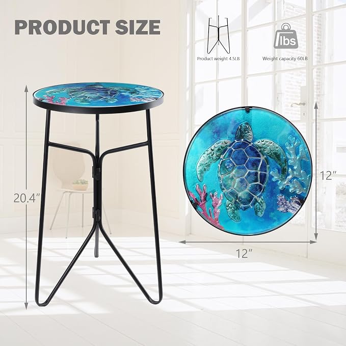 VCUTEKA Patio Side Table Outdoor Accent Table Bistro Coffee Table Plant End - Image 3