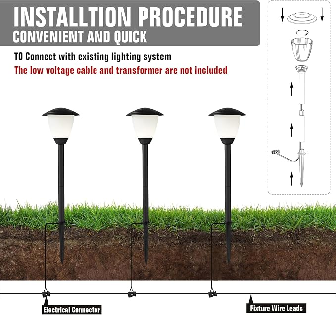 Low Voltage Pathway Lights LED Landscape Lights, 1.7W 12V, 3000K Warm White - Image 6