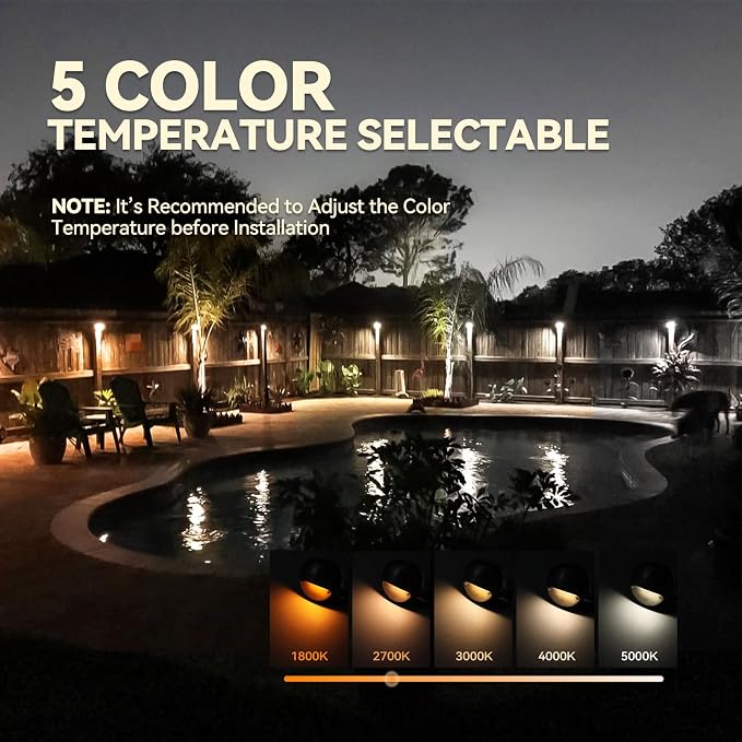 LEONLITE 12-Pack Update 5CCT LED Low Voltage Deck Lights, 180LM 3.74inch - Image 2