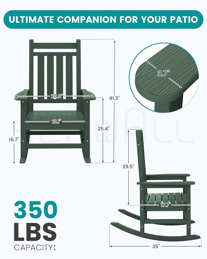 SEWALL HDPE Rocking Chair, Oversized Outdoor Rocking Chair - Image 3