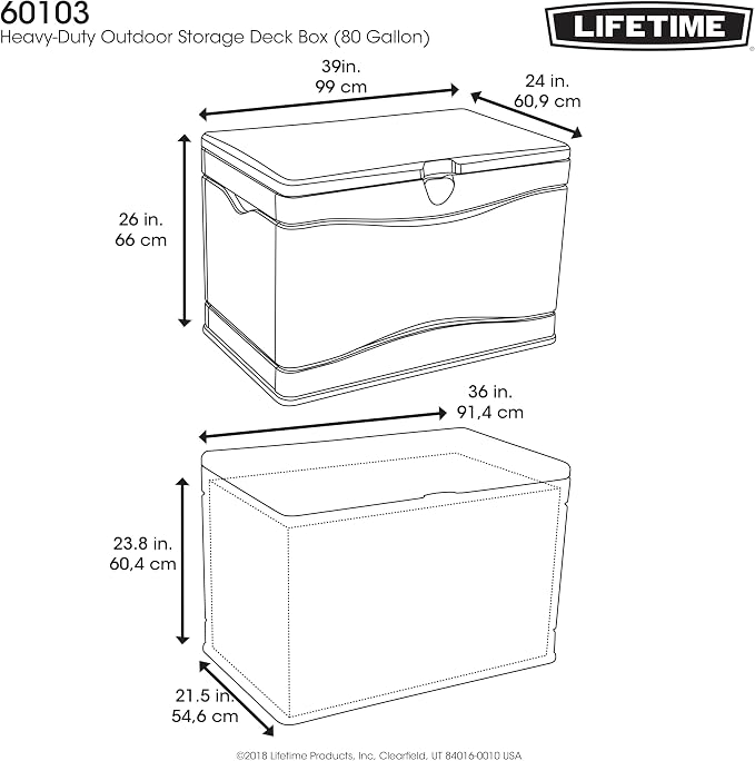 LIFETIME 60103 Deck Storage Box, 80 Gallon, Desert Sand/Brown - Image 6