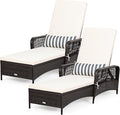 Tangkula Wicker Chaise Lounge Outdoor Set of 2, Patio Rattan Reclining Chaise by TANGKULA