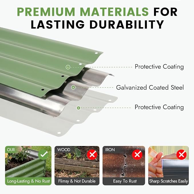 INNO STAGE 2Pcs Galvanized Raised Garden Bed Kit, Rust-Resistant & Easy Assembly - Image 4