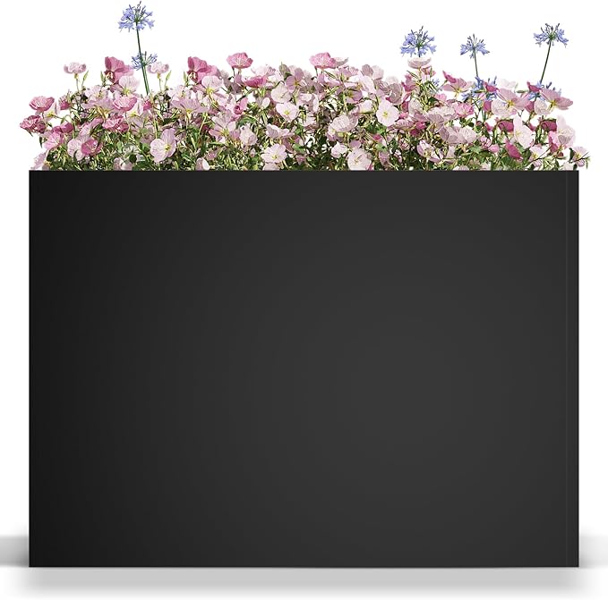 Metal Large Planter Box 38" L x 13" W x 30" H, Heavy Duty Tall Rectangle by Baotree