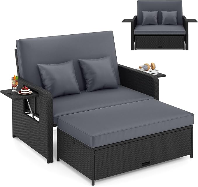 HAPPYGRILL Patio Rattan Wicker Daybed by HAPPYGRILL