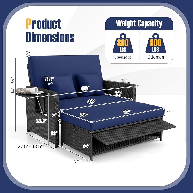 RELAX4LIFE Wicker Patio Outdoor Daybed - Image 3