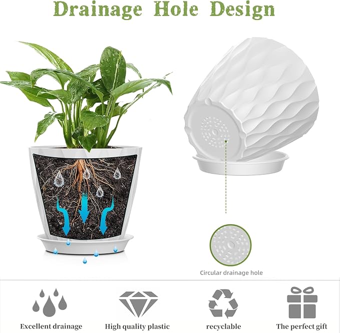 5 Inch Planter Pots, 6 Pack Indoor Planters, Small Flower Pots - Image 4