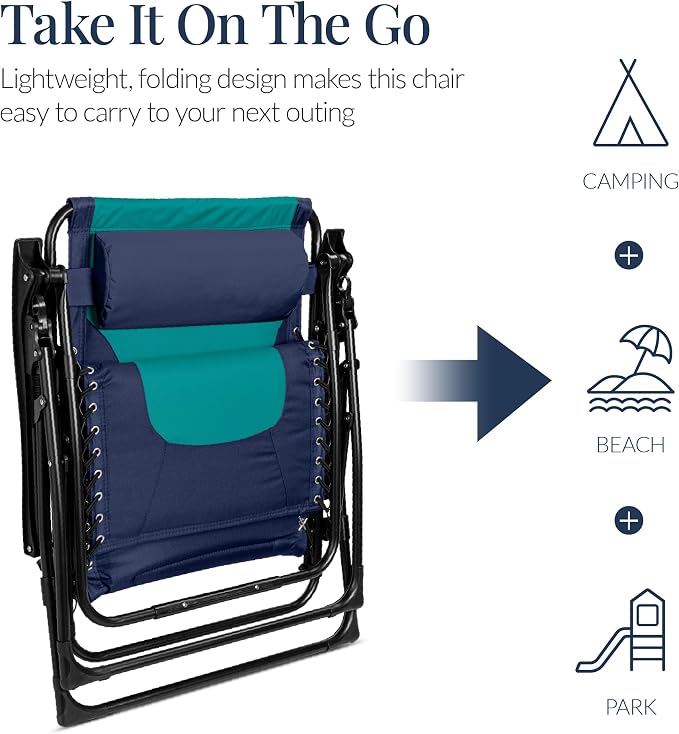 Best Choice Products Oversized Padded Zero Gravity Chair, Folding Outdoor Patio - Image 6