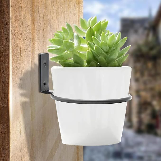 6 Pack 6 Inch Flower Pot Holder Ring, Wall Mounted Metal Planter Hanger - Image 2