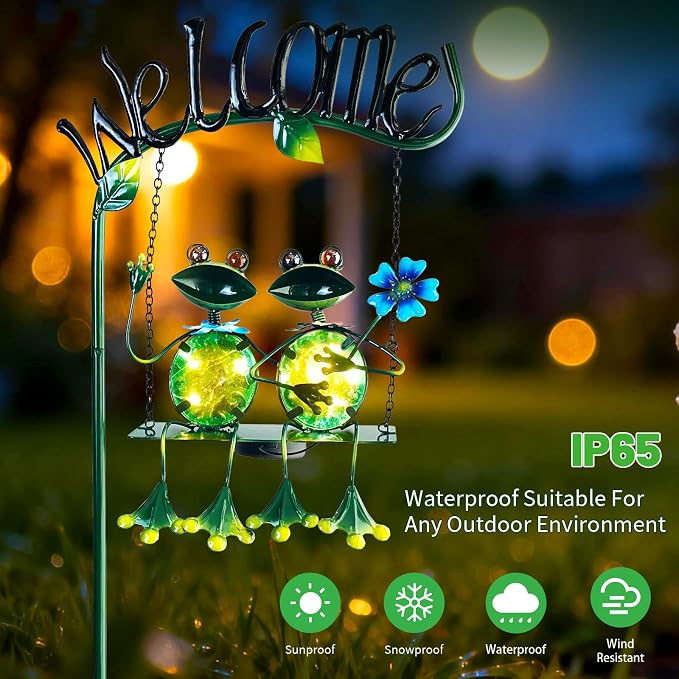 HONGLAND Solar Lights Outdoor Waterproof, Frog Swing Garden Decor, Frog - Image 4