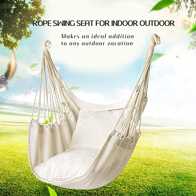 Hommtina Hammock Chair Hanging Rope Swing, Max 300 Lbs Hanging Chair - Image 3