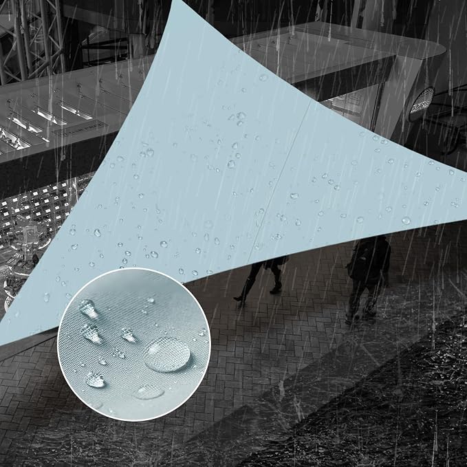 SUNNY GUARD Waterproof Sun Shade Sail 10' x 10' x 14' Sky Blue Triangle UV by SUNNYGUARD